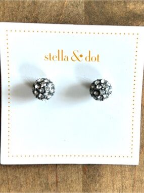 Stella & Dot Silver Pave Ball Stud Earrings
